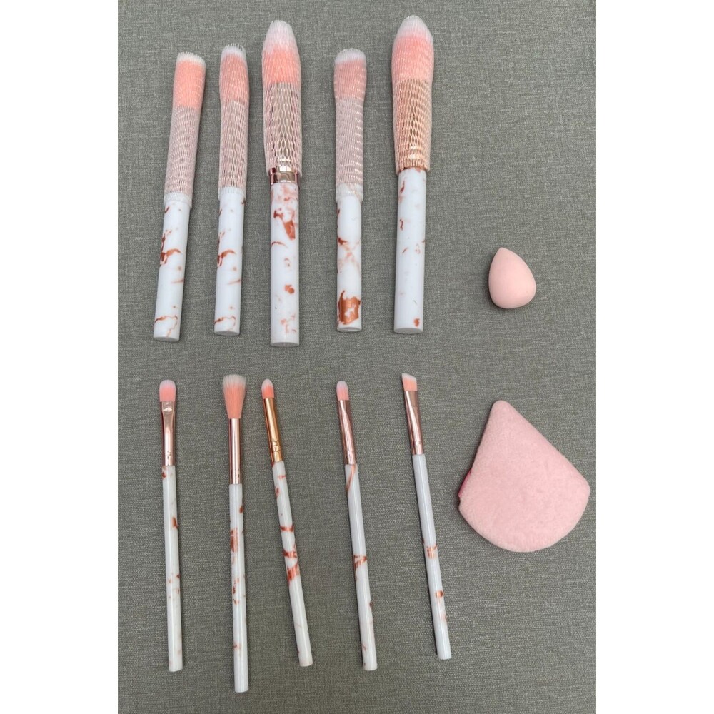 12 pcs Makeup Sponge & Brush Beauty Set Blender Full Kit Makeup Full Set - NEW